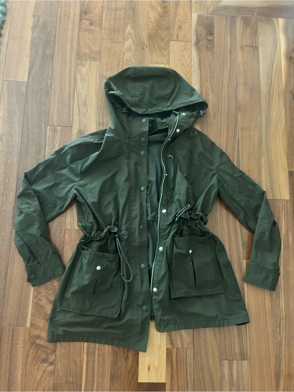 Olive Green Hooded rain Jacket - Women